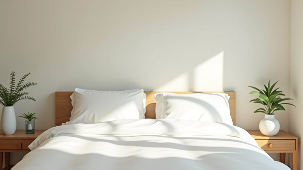 Bedroom with natural light from windows, comfortable bed, minimalist decor, and calm ambiance