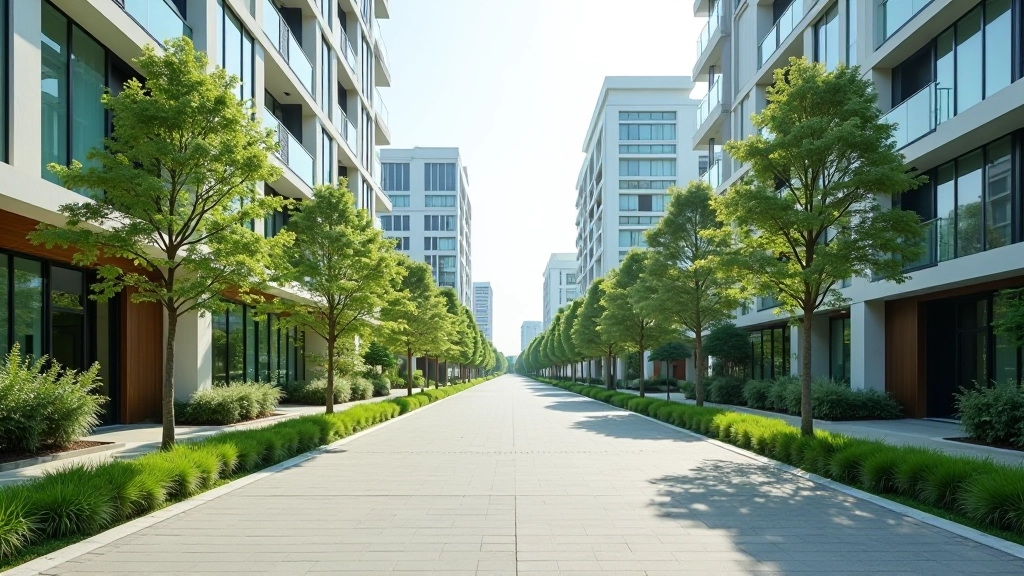 One-North neighborhood in Singapore with modern commercial buildings and green spaces